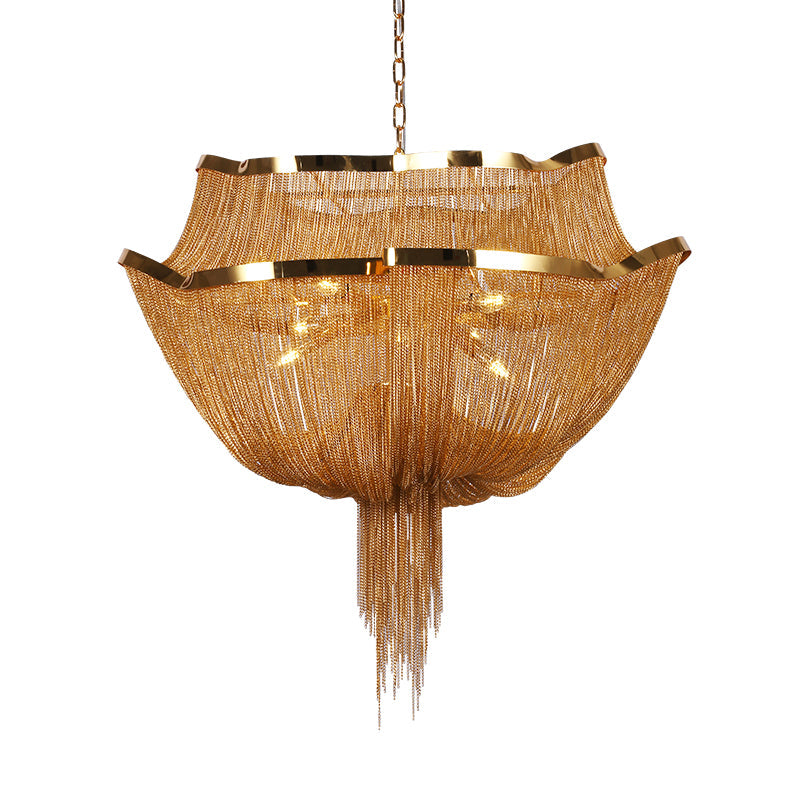 Gold Tassel Aluminum Chain Chandelier Diameter 26" 35"