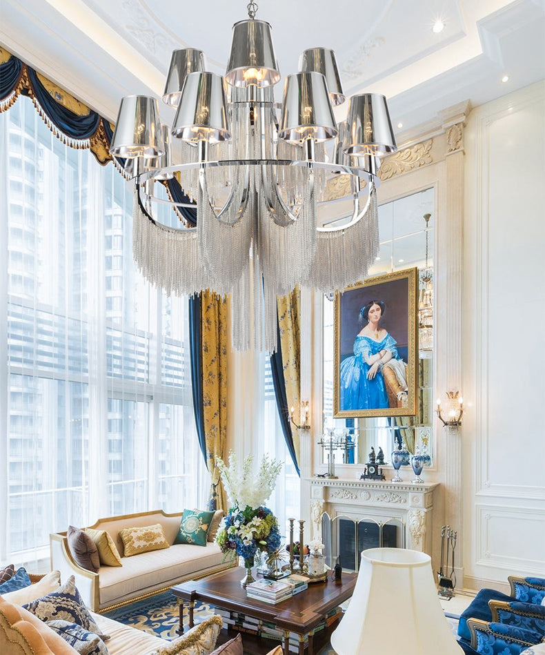 Aluminum Chain Tassel Chandelier 6/8 Lights