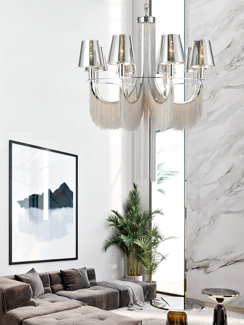 Aluminum Chain Tassel Chandelier 6/8 Lights
