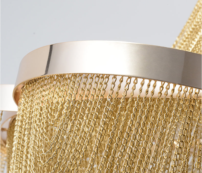 Long-Tail Aluminum Chain Tassel Round Chandelier