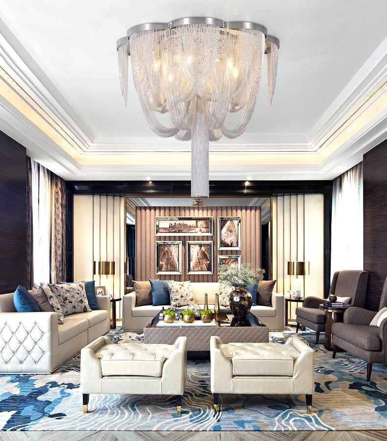 Modern Aluminum Chain Tassel Long-Tail Ceiling Light