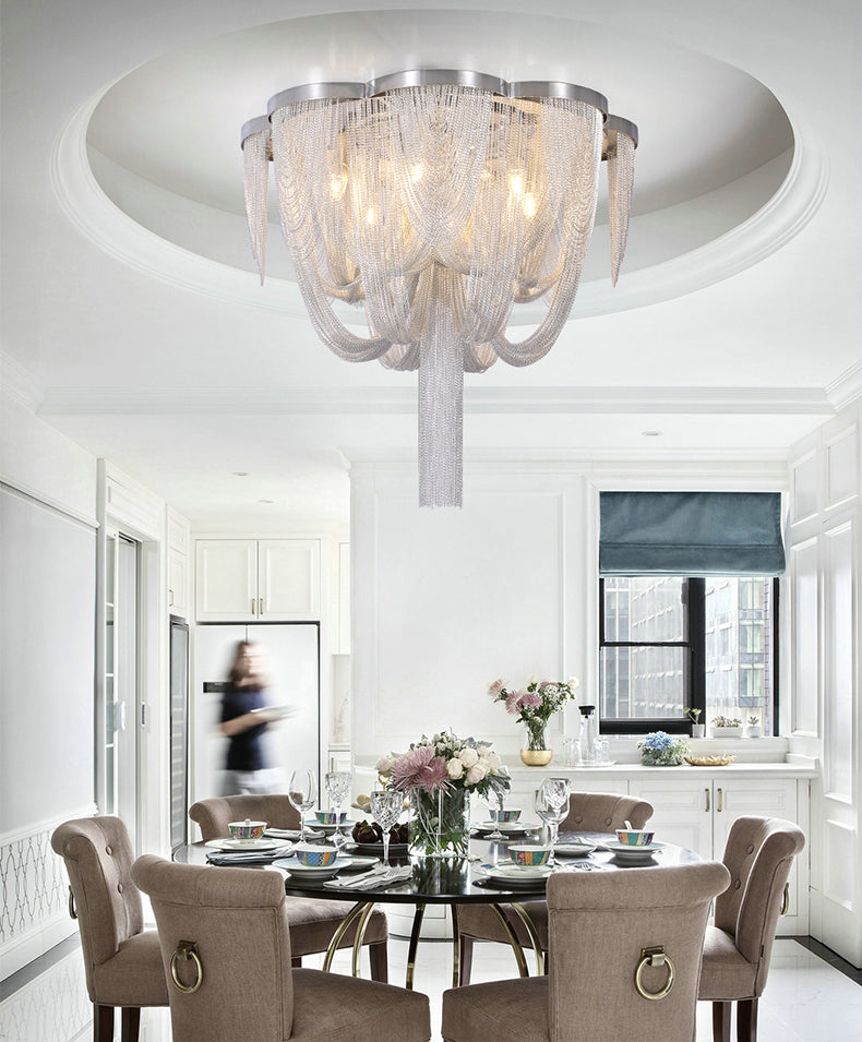 Modern Aluminum Chain Tassel Long-Tail Ceiling Light