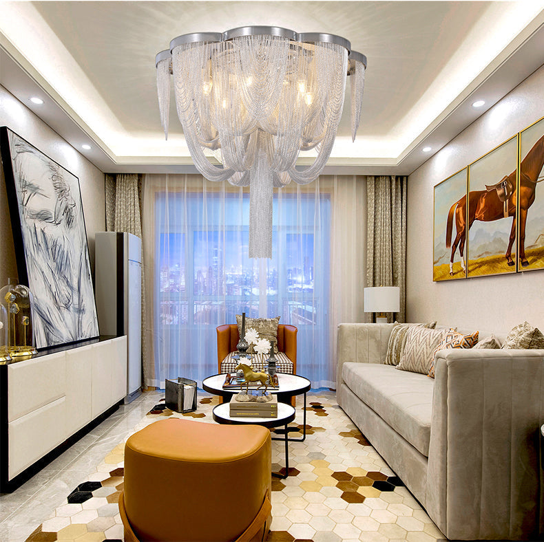 Modern Aluminum Chain Tassel Long-Tail Ceiling Light