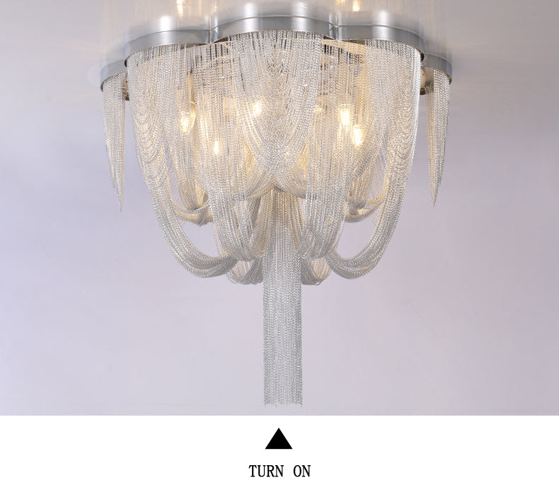 Modern Aluminum Chain Tassel Long-Tail Ceiling Light