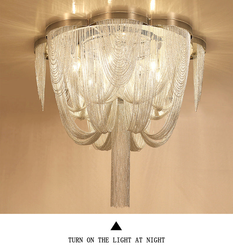 Modern Aluminum Chain Tassel Long-Tail Ceiling Light