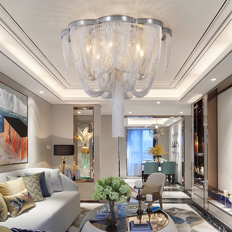 Modern Aluminum Chain Tassel Long-Tail Ceiling Light