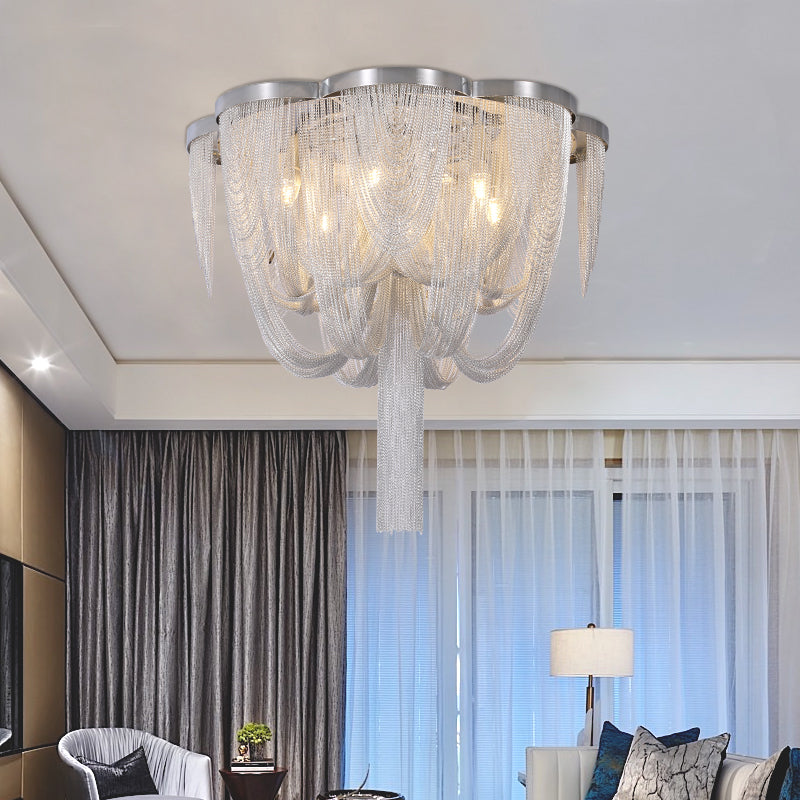 Modern Aluminum Chain Tassel Long-Tail Ceiling Light