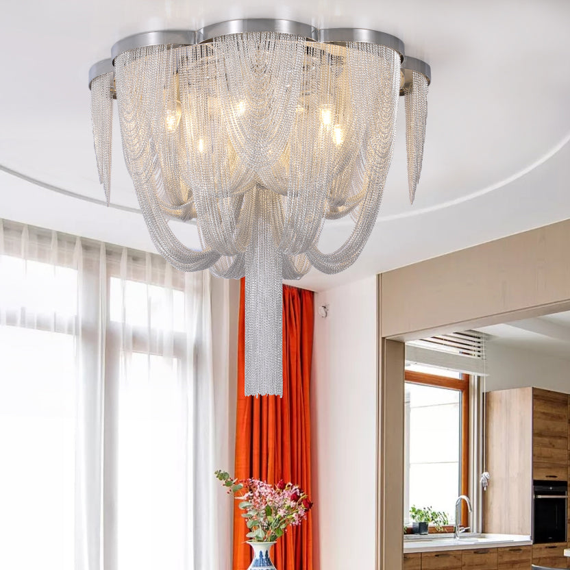 Modern Aluminum Chain Tassel Long-Tail Ceiling Light
