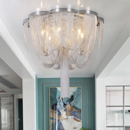 Modern Aluminum Chain Tassel Long-Tail Ceiling Light