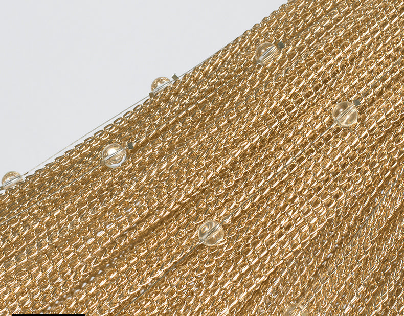 Gold Aluminum Chain Round Tassel Chandelier Diameter 22"