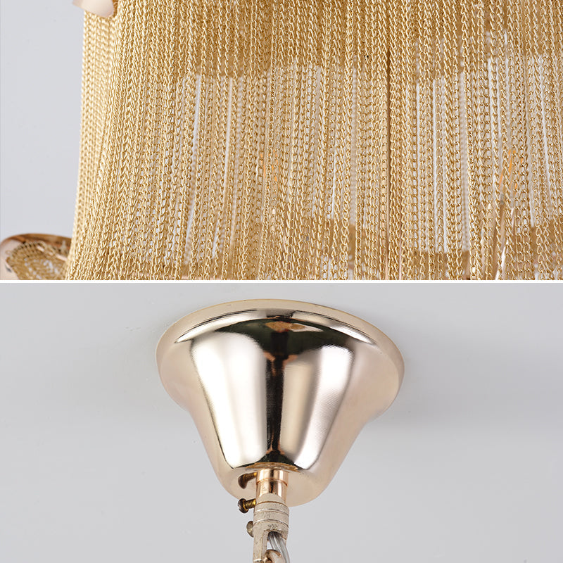 Modern Big Framework Aluminum Chain Tassel Chandelier