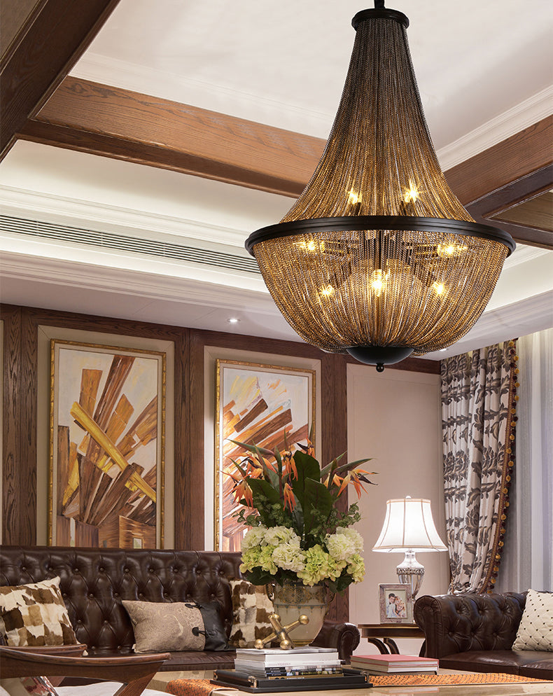 Aluminum Chain Tassel Round Chandelier For Dining Room