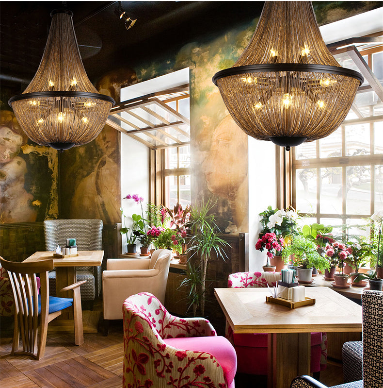 Aluminum Chain Tassel Round Chandelier For Dining Room