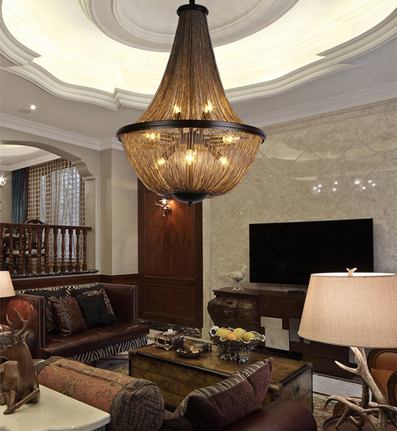 Aluminum Chain Tassel Round Chandelier For Dining Room