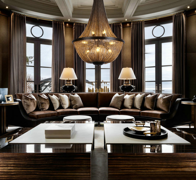 Aluminum Chain Tassel Round Chandelier For Dining Room