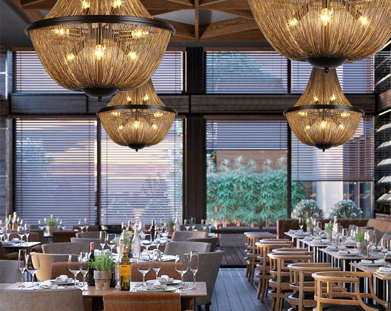 Aluminum Chain Tassel Round Chandelier For Dining Room