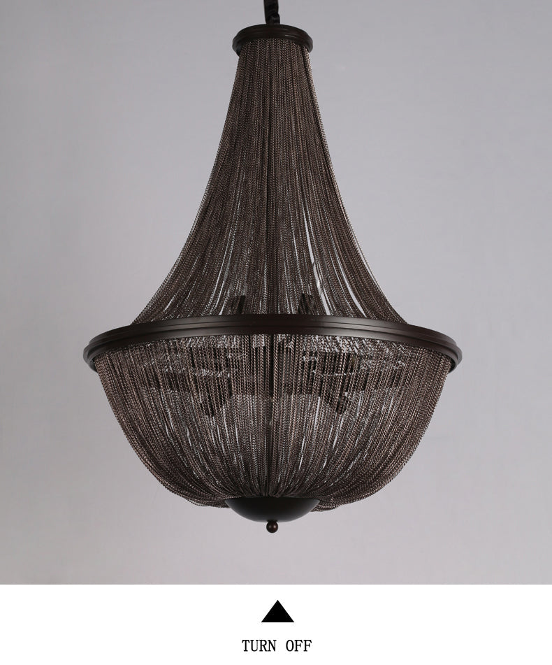 Aluminum Chain Tassel Round Chandelier For Dining Room