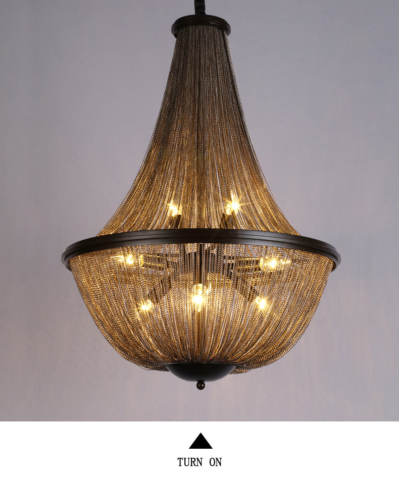 Aluminum Chain Tassel Round Chandelier For Dining Room