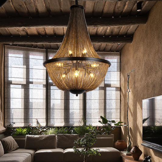 Aluminum Chain Tassel Round Chandelier For Dining Room