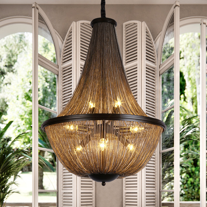 Aluminum Chain Tassel Round Chandelier For Dining Room