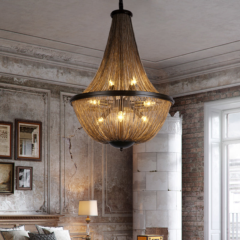 Aluminum Chain Tassel Round Chandelier For Dining Room