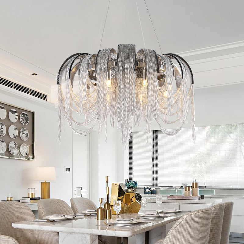Modern Luxury Cadena Aluminum Chain Tassel Chandelier