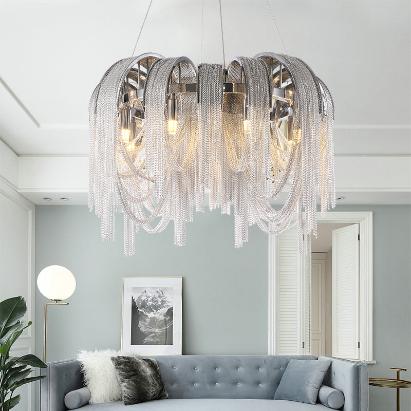 Modern Luxury Cadena Aluminum Chain Tassel Chandelier