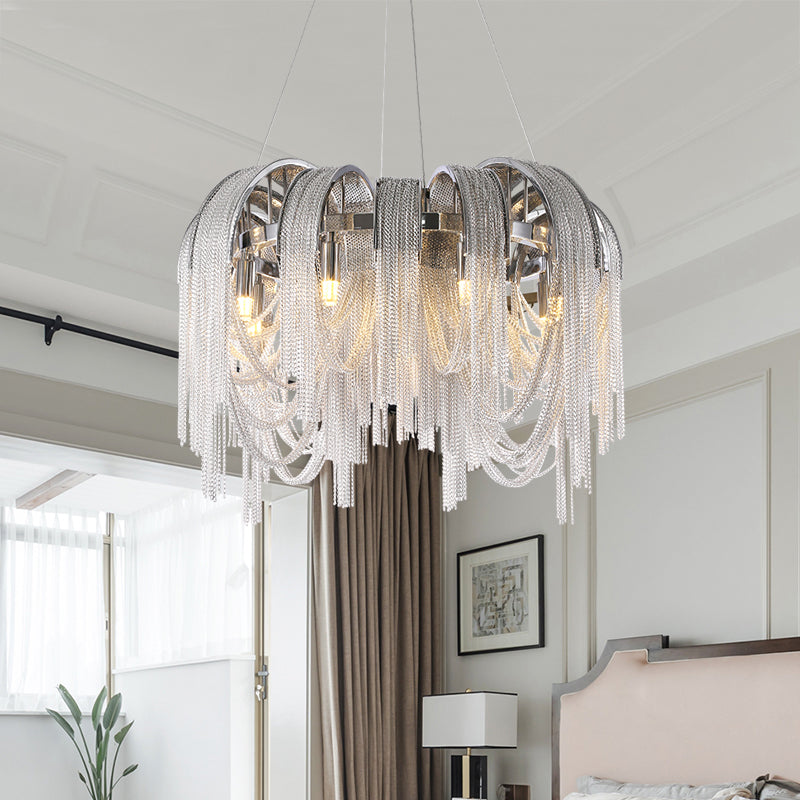 Modern Luxury Cadena Aluminum Chain Tassel Chandelier