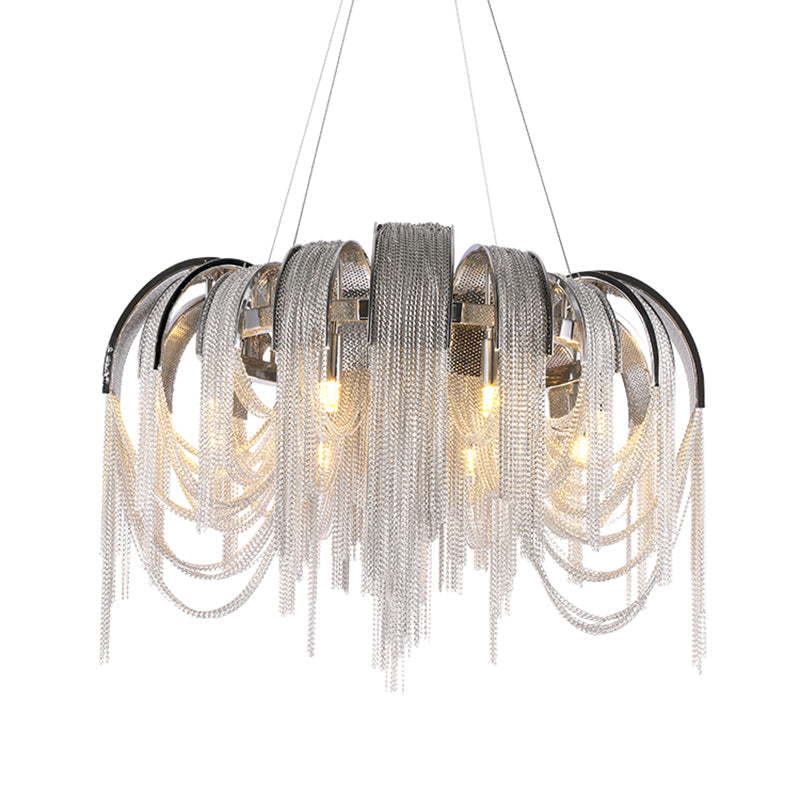 Modern Luxury Cadena Aluminum Chain Tassel Chandelier