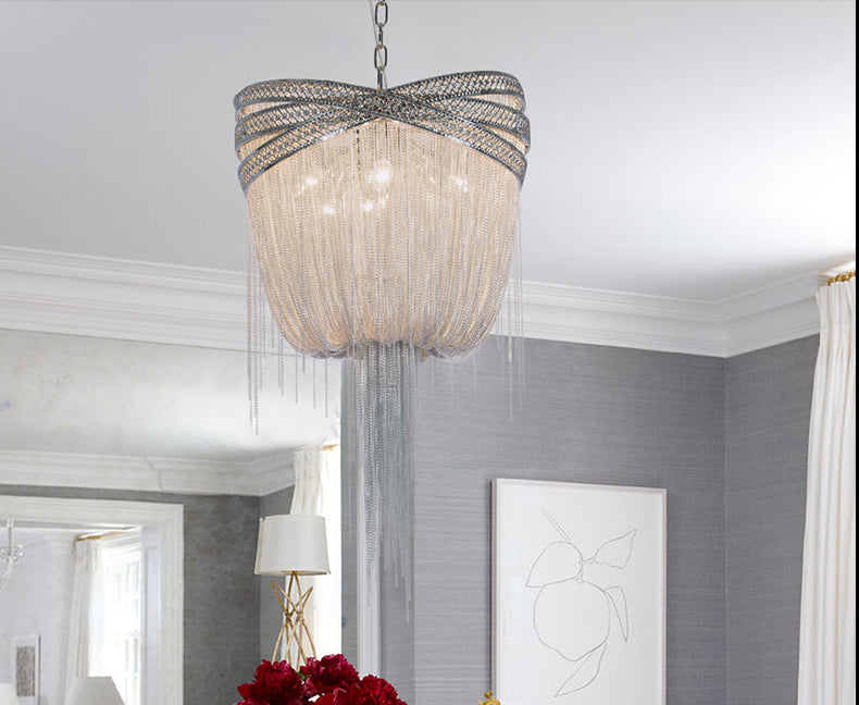Aluminum Chain Tassel Pendant Chandelier Diameter 16" 20" 24"