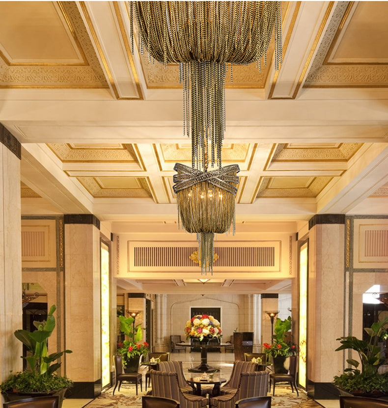 Aluminum Chain Tassel Pendant Chandelier Diameter 16" 20" 24"