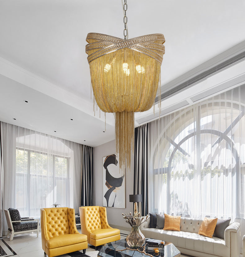 Aluminum Chain Tassel Pendant Chandelier Diameter 16" 20" 24"