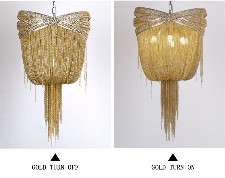 Aluminum Chain Tassel Pendant Chandelier Diameter 16" 20" 24"