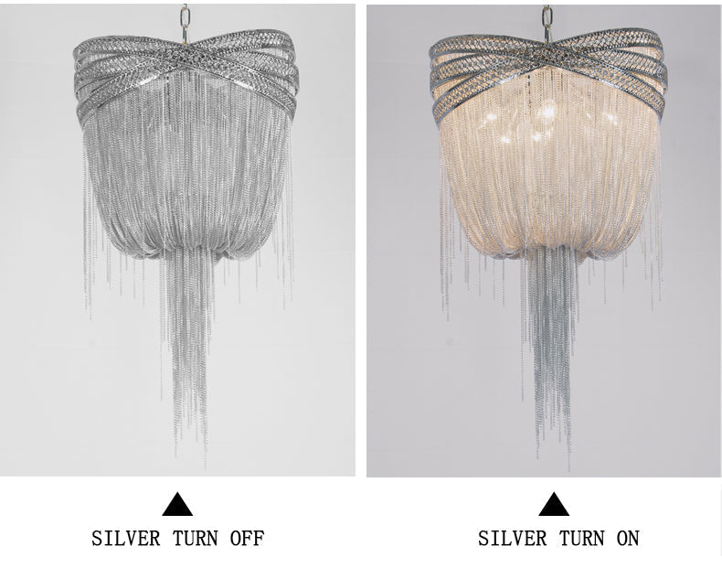 Aluminum Chain Tassel Pendant Chandelier Diameter 16" 20" 24"