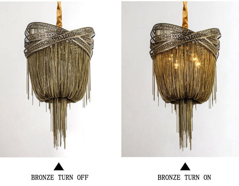 Aluminum Chain Tassel Pendant Chandelier Diameter 16" 20" 24"