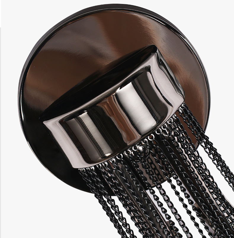 Double Lampholder Plated Aluminum Chain Tassel Wall Sconce 2 Lights