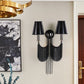 Double Lampholder Plated Aluminum Chain Tassel Wall Sconce 2 Lights