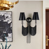 Double Lampholder Plated Aluminum Chain Tassel Wall Sconce 2 Lights