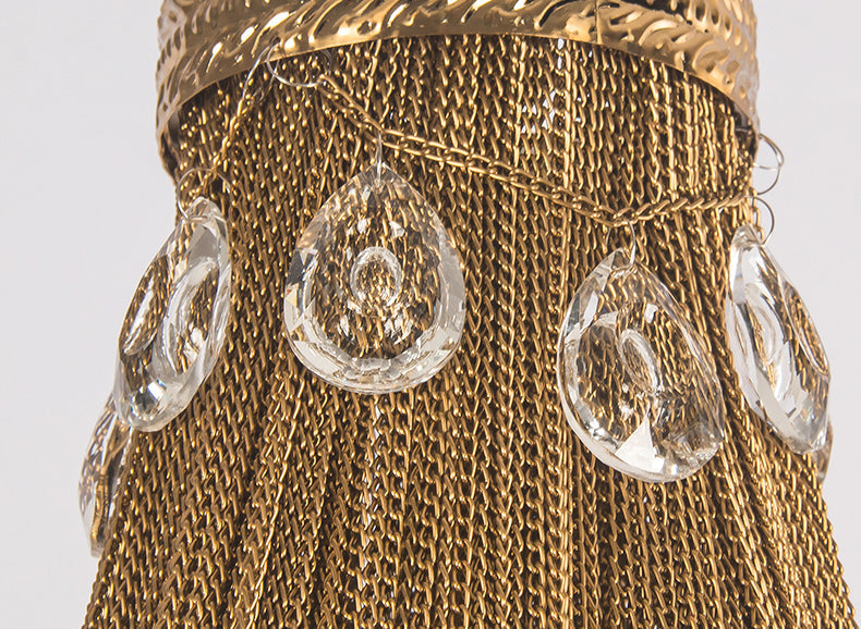 Crystal decoration Aluminum Chain Tassel Chandelier Golden Diameter 24"