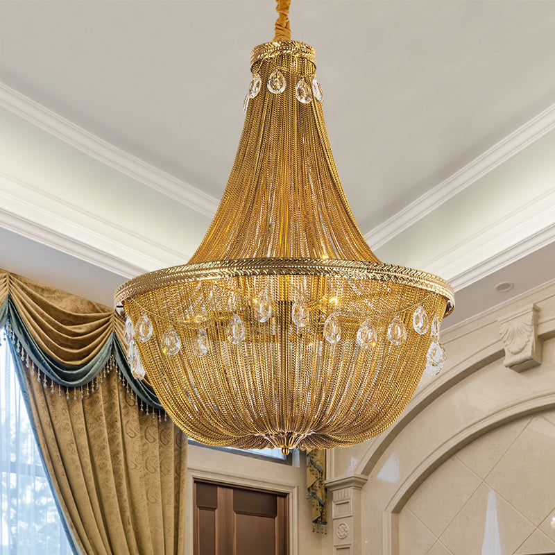 Crystal decoration Aluminum Chain Tassel Chandelier Golden Diameter 24"