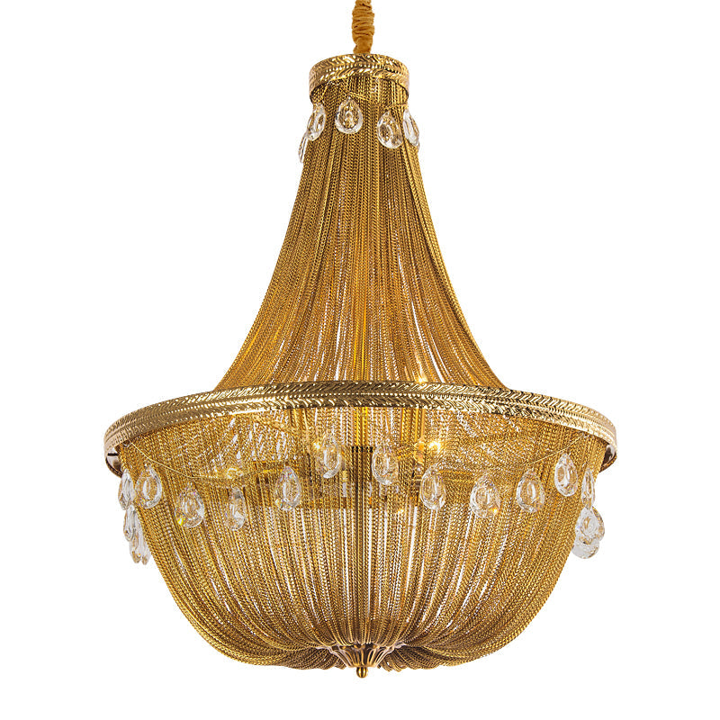 Crystal decoration Aluminum Chain Tassel Chandelier Golden Diameter 24"