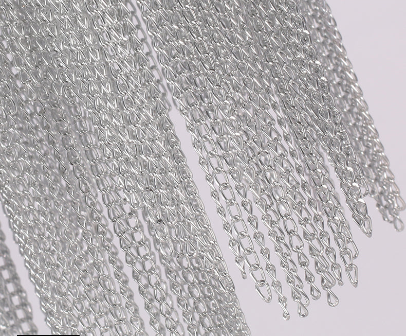 Cadena Aluminum Chain Tassel Chandelier Height 26"