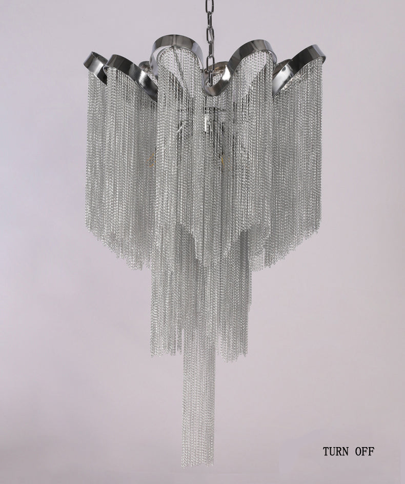 Cadena Aluminum Chain Tassel Chandelier Height 26"