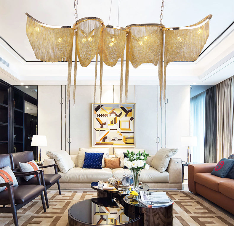 Modern Boat Golden Aluminum Chain Chandelier Lighting