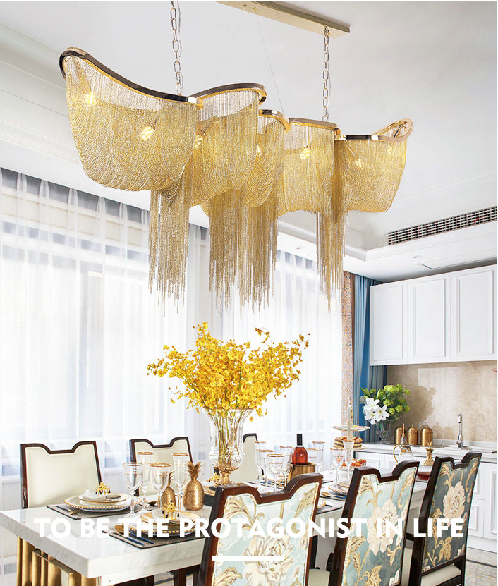 Modern Boat Golden Aluminum Chain Chandelier Lighting
