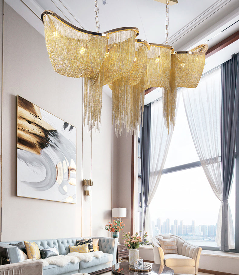 Modern Boat Golden Aluminum Chain Chandelier Lighting