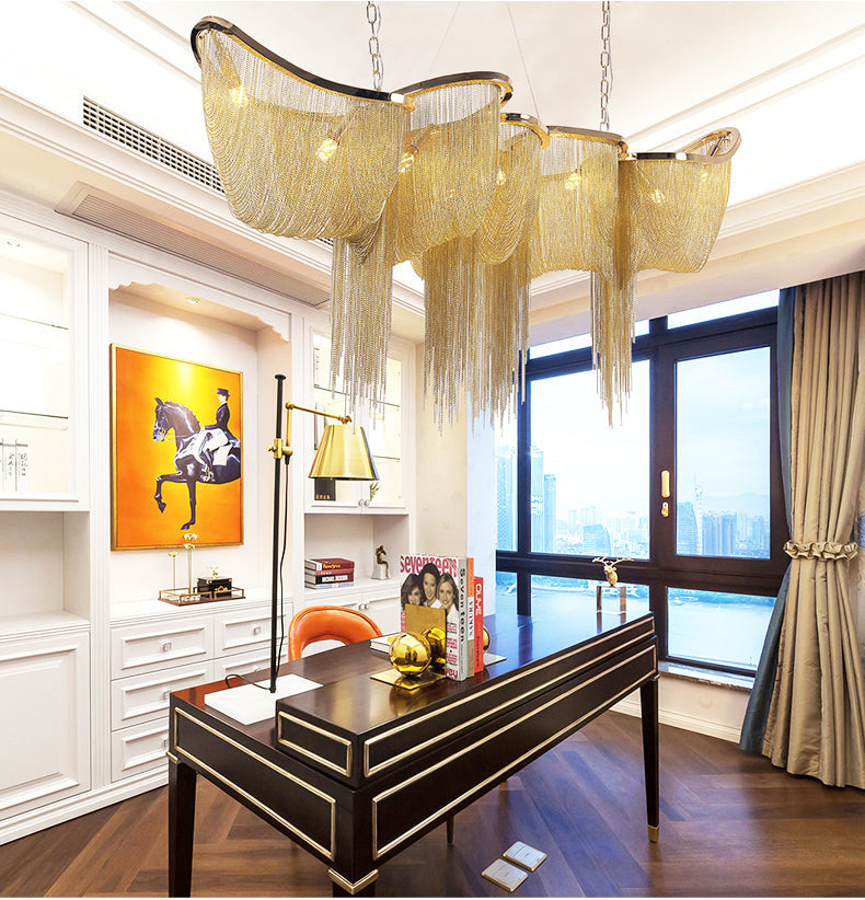Modern Boat Golden Aluminum Chain Chandelier Lighting