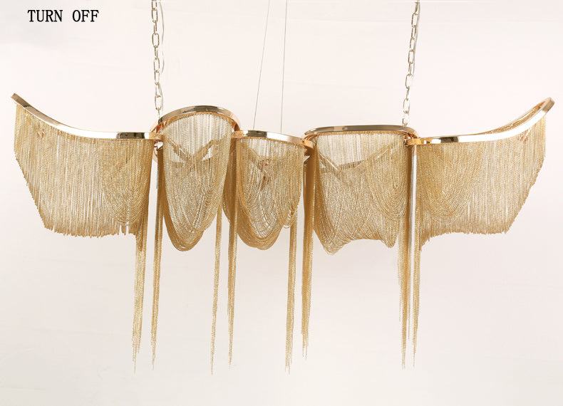 Modern Boat Golden Aluminum Chain Chandelier Lighting