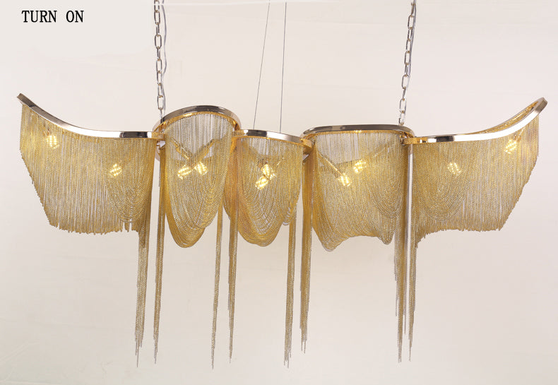 Modern Boat Golden Aluminum Chain Chandelier Lighting