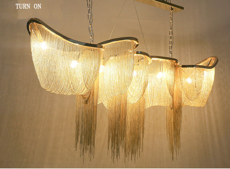 Modern Boat Golden Aluminum Chain Chandelier Lighting